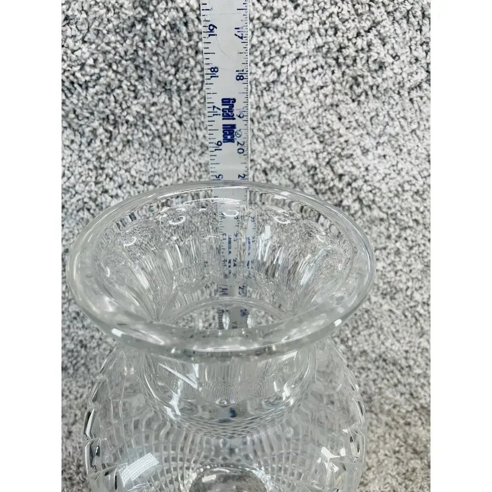 Vintage Crystal Vase Diamond Cut Fan Cuts Scalloped w/Fluted Top Home Decoration